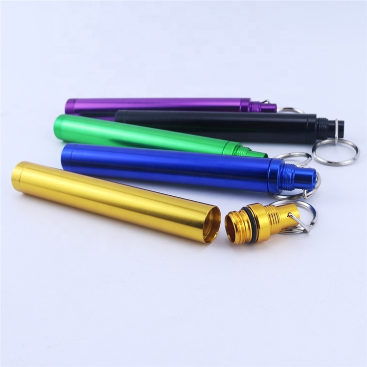 Portable Tobacco Holder Smoking Accessories Cigarette Tube Dry Herb Metal Match Storage Jar with Screw Lid and Hoop