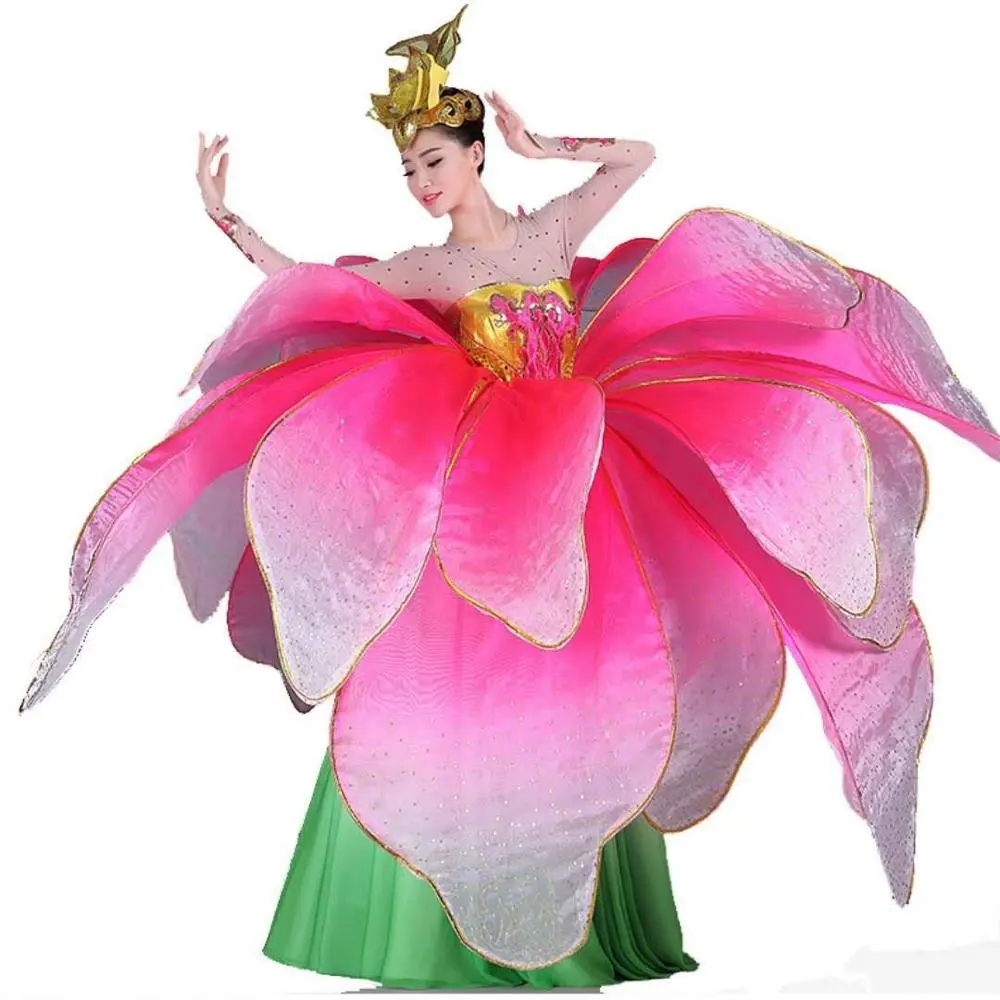 Flowers Blooming Opening Dance Dress Fancy Girls Dance Stage Costumes Performance Dress Stage Dance Wear