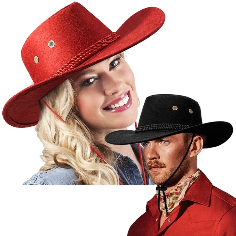 Suede Cowboy Hats Cowgirl Costume Western Wear Wide Brim Caps Outdoor Fashion Accessory Vintage Fancy Outfits Mens Hats