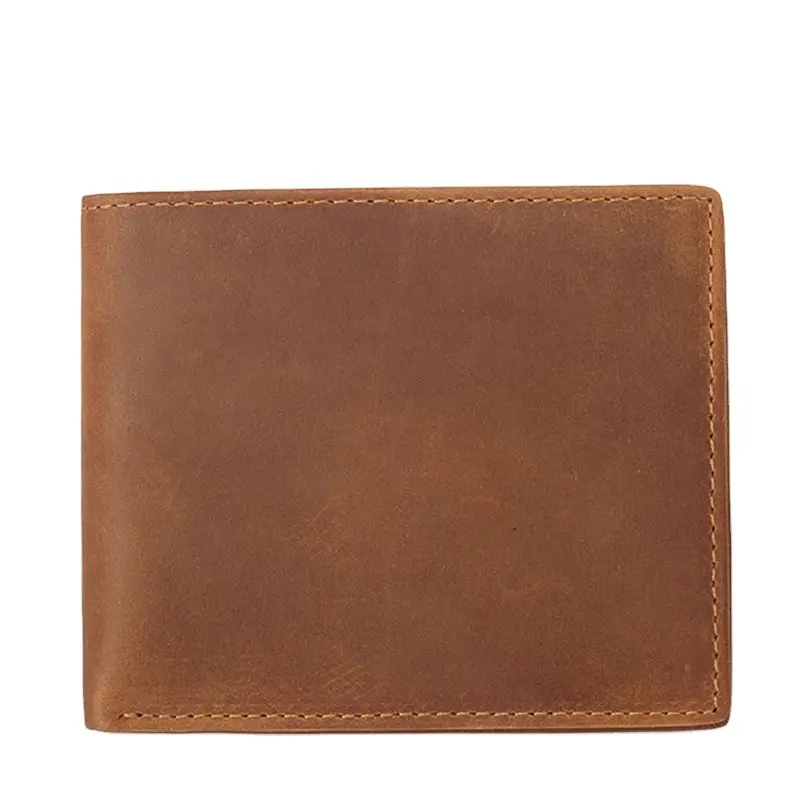 Classic Brown Genuine Leather Mens Wallets Custom Your Logo RFID Blocking Slim Minimalist Wallet for Men