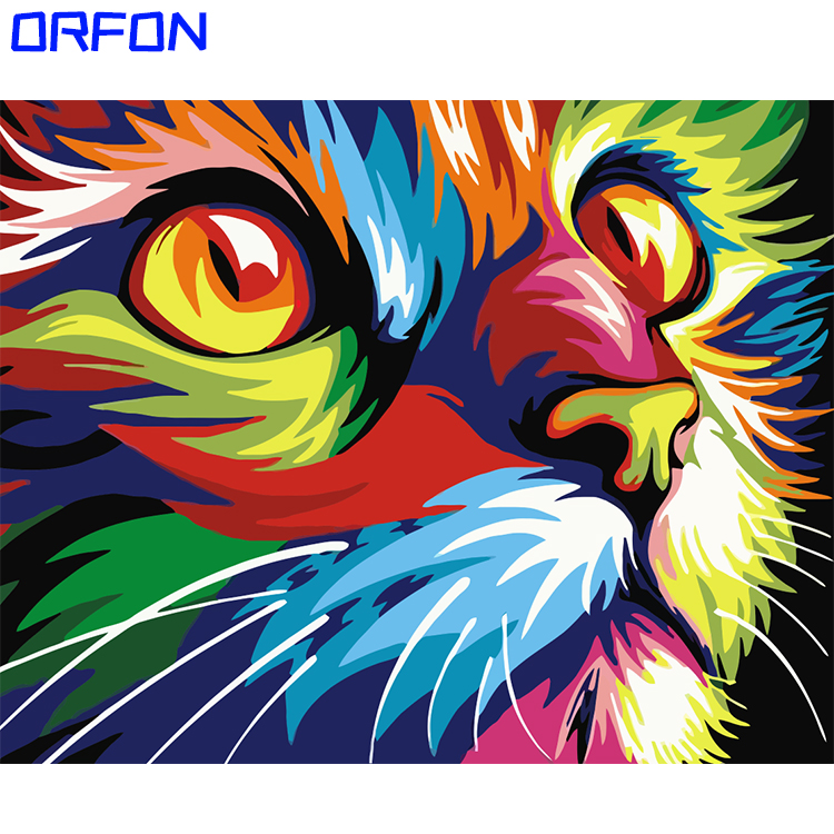 Orfon LY136 краска по номерам DIY Цветная живопись животное тигр импрессионисты абстрактные оптовая продажа фабрика на холсте без рамки