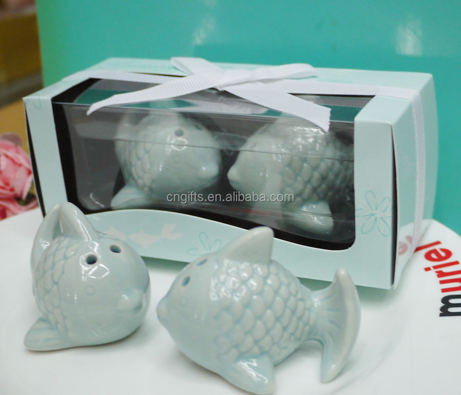 Ywbeyond Kissing Fish Ceramic Солонка и перечница сувениры Дешевые свадебный подарок гостя