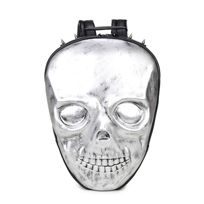 Embossed three-dimensional pu leather men's computer bag Halloween gift skull backpack ghost face backpack