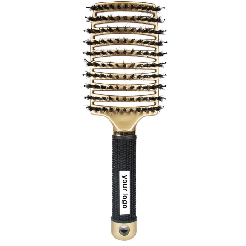 Natural Boar Bristle Detangling Hair Brush Customized Logo Hair Extension Wave Brushes For Salon Use