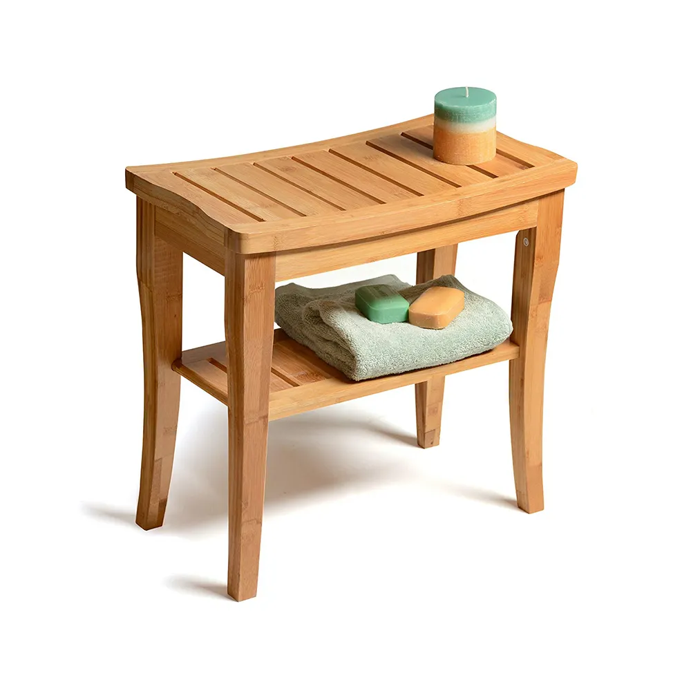 Скамейка для душа с подставкой-бамбуковый декор для ванной комнаты-деревянная скамейка для использования в помещении или на улице