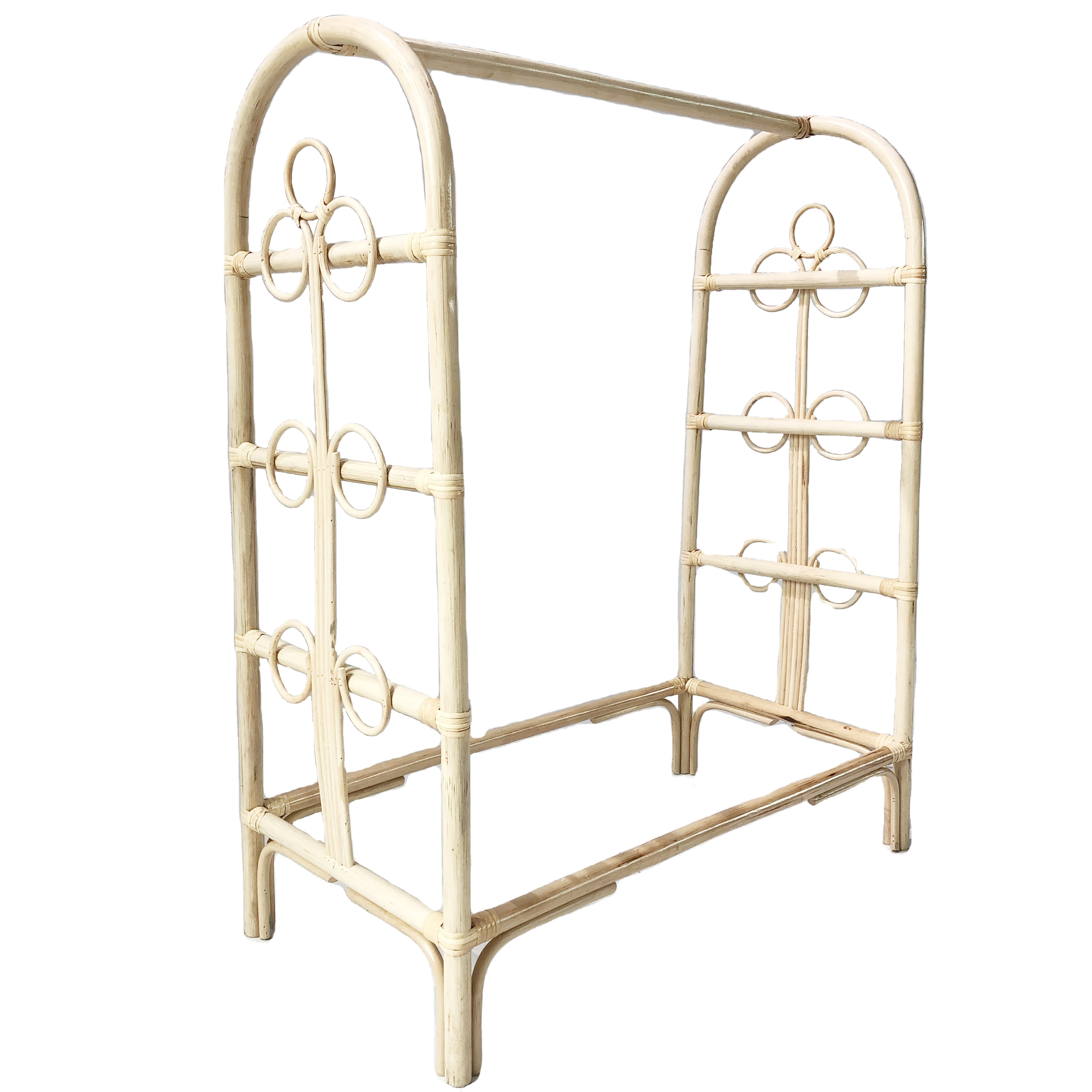 Nordic quality natural rattan weaving indoor and outdoor lightweight mobile hang clothes rack