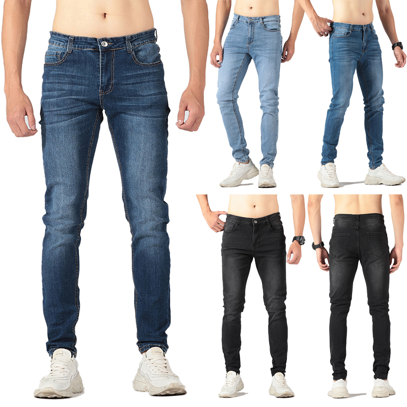 Wholesale custom logo high quality casual trousers fashion washed denim trousers men's jeans