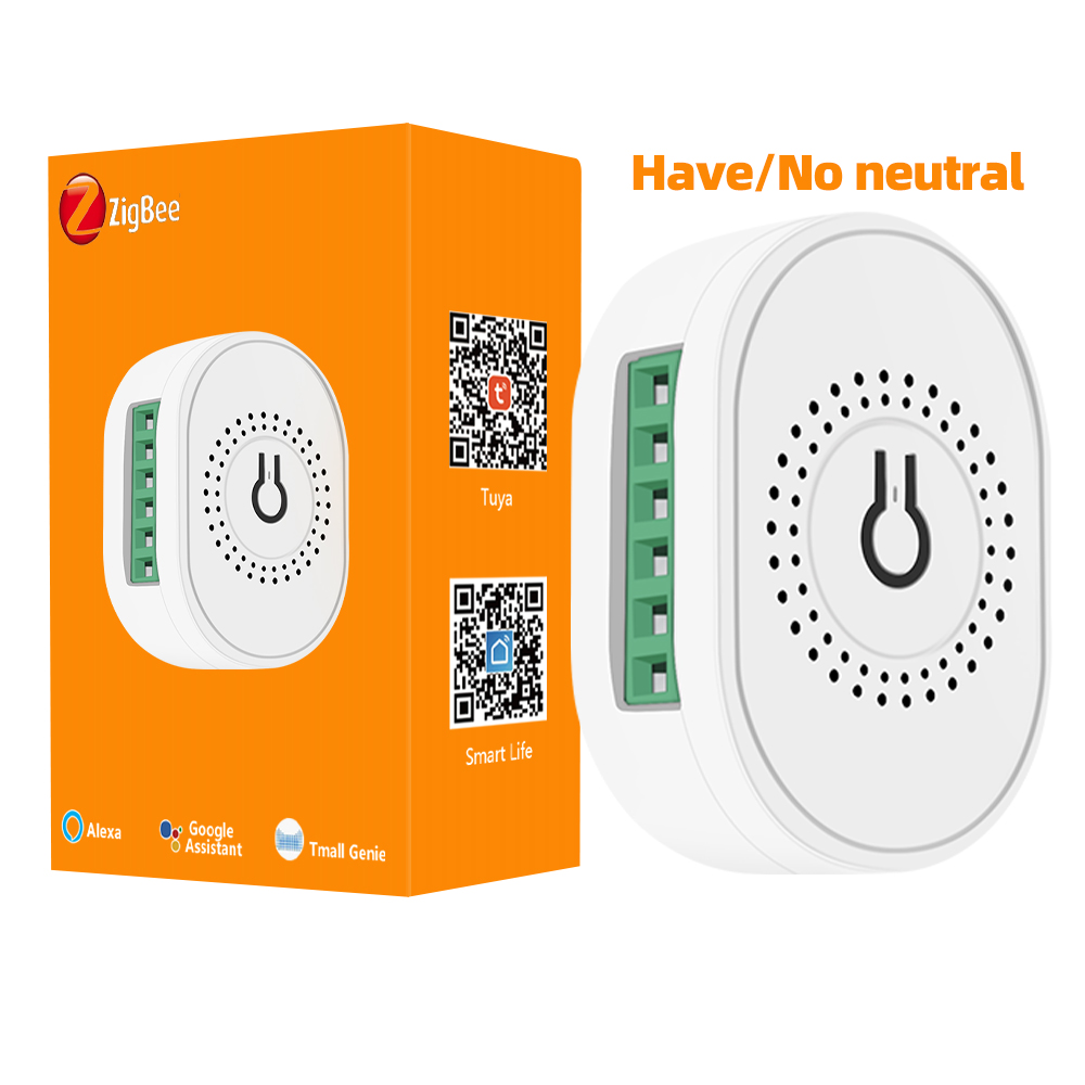 16A мини Tuya ZigBee настенный выключатель модуль реле Голосовое управление 2 способ не нейтральный провод "умный дом" Google Home Alexa