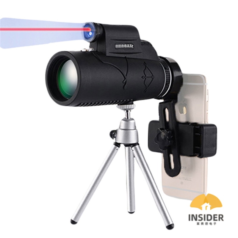 Monocular Telescope 12x50 with Tripod & Mobile Phone Clip Holder Simple Lighting & Red Dot Sighting at Night for Outdoor Camping