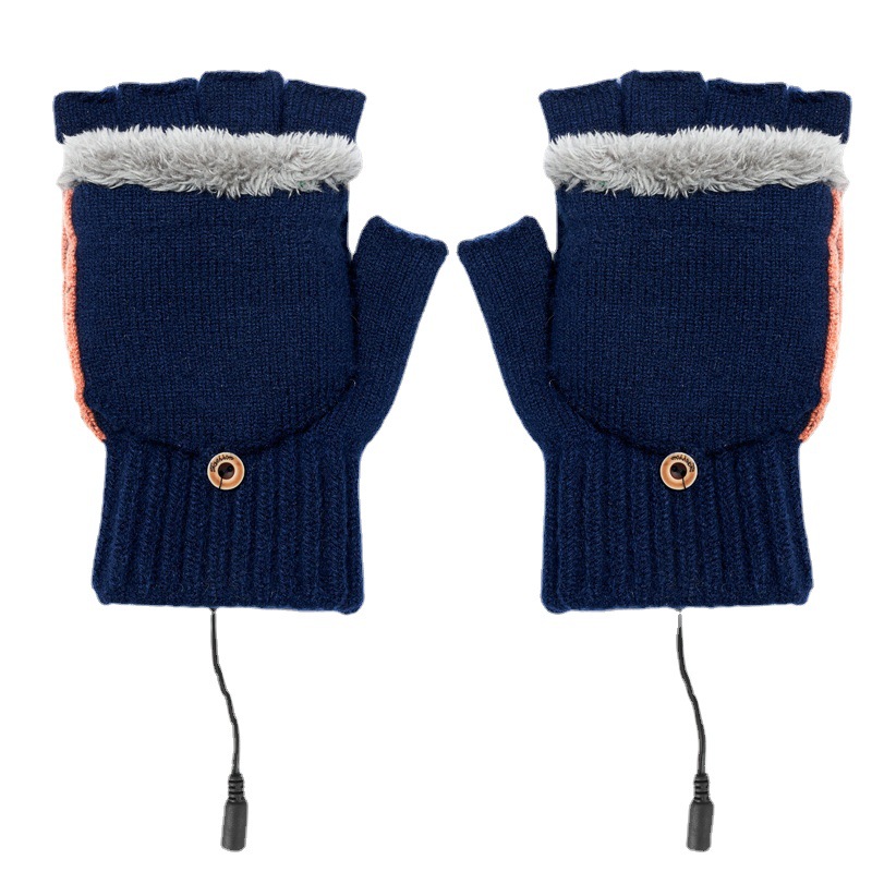 Men's Women's USB Heated Gloves Mitten USB Hand Winter Warm Full Finger and Half Fingerless Warm Hand Laptop USB Heating Gloves