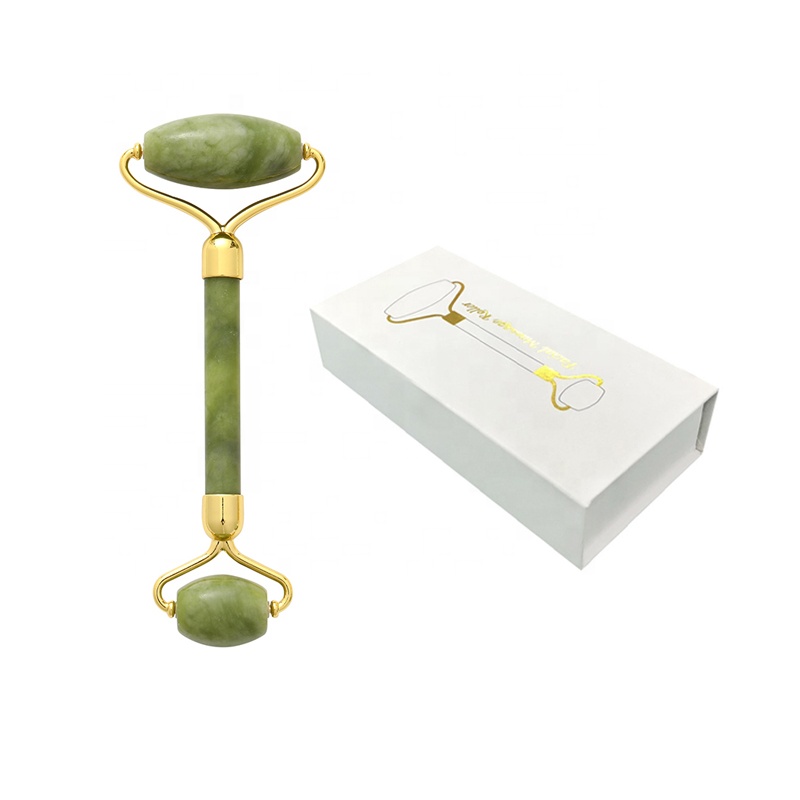 Amazon Hot Sale Jade Roller With Package Box Natural Jade Facial Massage Roller Green Jade Face Massage Roller