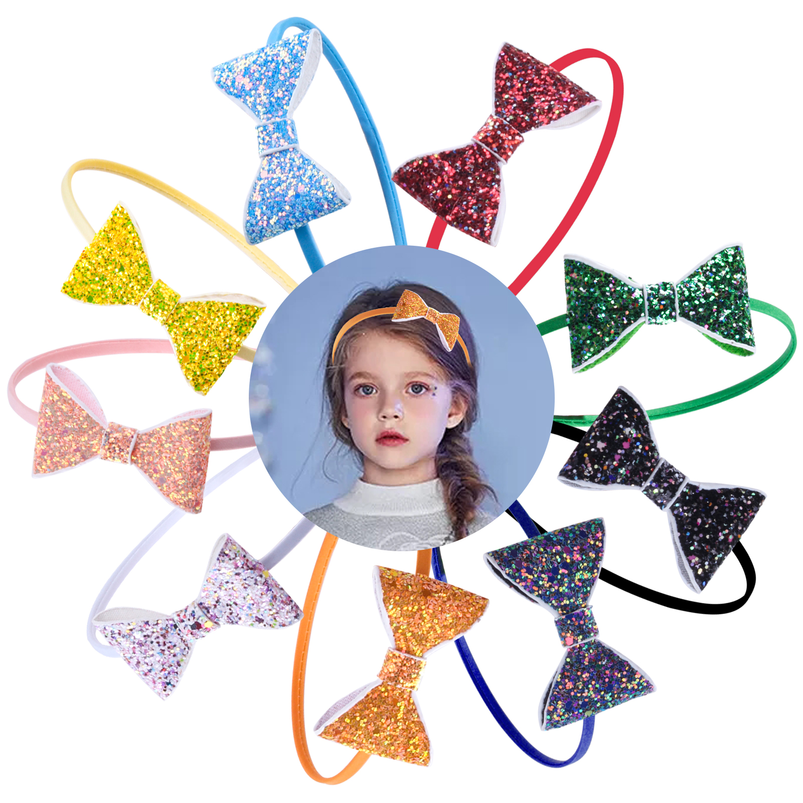 Girl Sequin Headbands for Kids Toddler Sequin Glitter Bows Hairband Children Fancy Kids Bowknot Hairband
