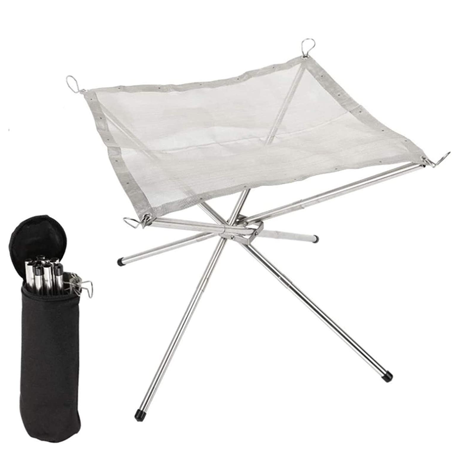 Outdoor Fire Pit 22 Inch Camping Stainless Steel Mesh Fireplace