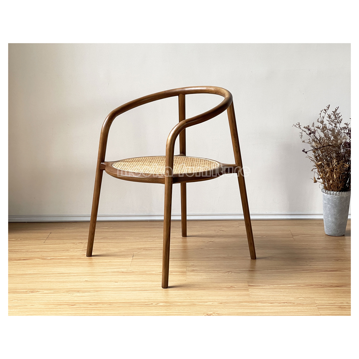 High-grade rattan seat wood dining chair nordic style wood chair
