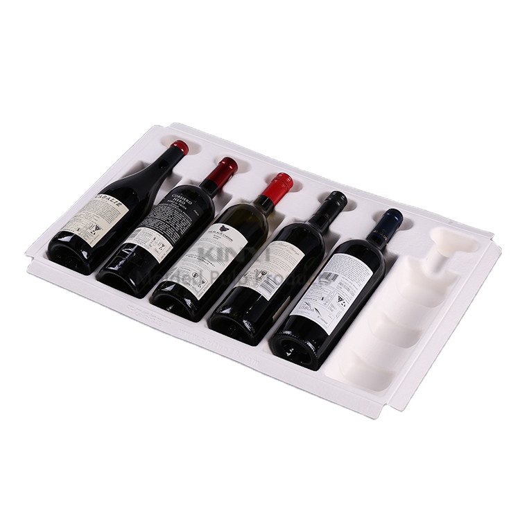 Wine bottle packaging paper pulp molded insert  wine shipper