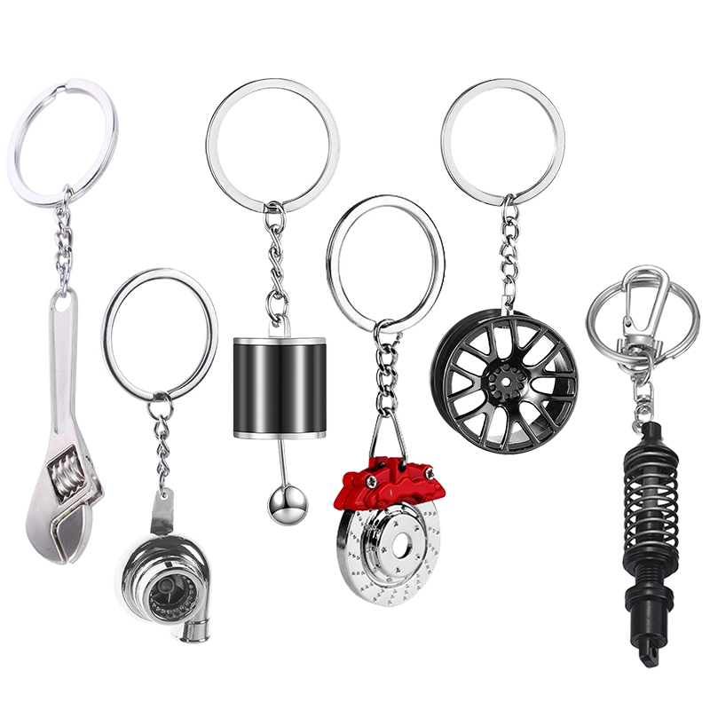 Metal Alloy Turbo Gearbox Brake Keychain - Customizable Metal Key Chain with Unique Auto Parts Design