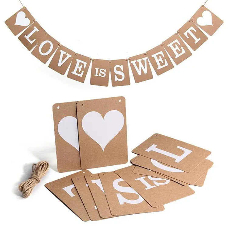 Custom Handmade Paper Cards Letters Decorative Flags Wedding Party Birthday Banners