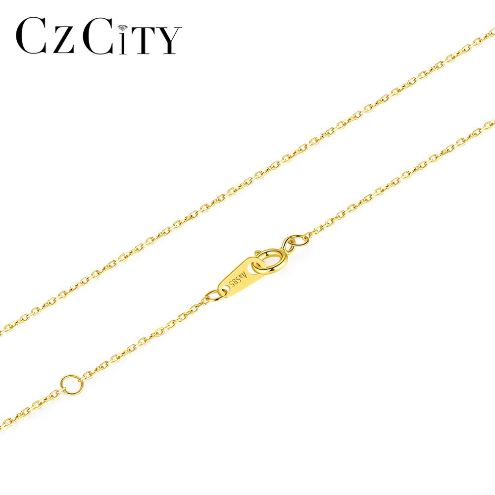 Цепочки из настоящего твердого золота CZCITY, ожерелья, цепочка о-образной формы и звено, цепочка из настоящего золота 14 к