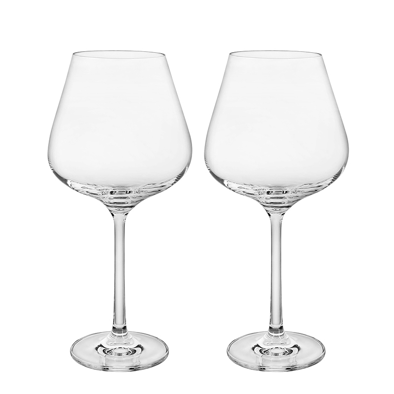 Hand Blown Italian Style Crystal Burgundy Wine Glasses - Lead-Free Premium Crystal Clear Glass - Set of 2-18 Ounce - Gift-Box