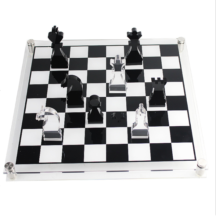 Custom Size and Color Luxury Acrylic Chess Games Black white Chess Board Chess Sets
