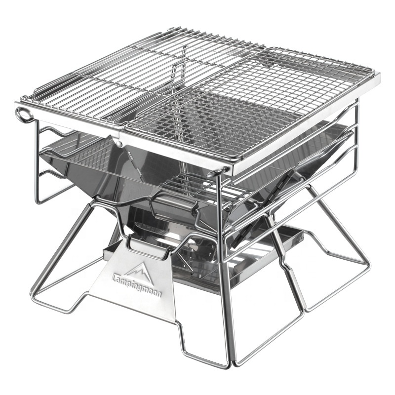 Thickened portable foldable barbecue grill for home outdoor stainless steel barbecue