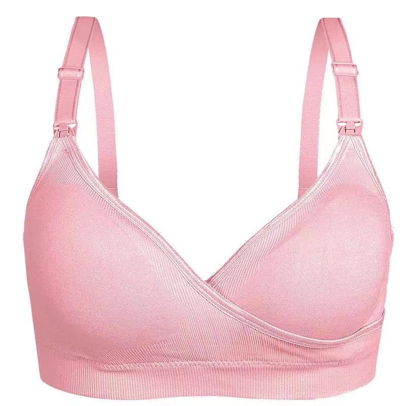 Front open no rims maternity bra removable pads plus size pregnant bra modal crossover nursing bra