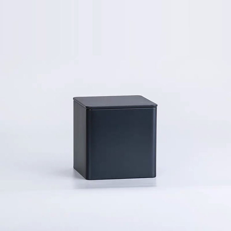 Оптовая продажа, плоская герметичная металлическая коробка для хранения чая, черная квадратная жестяная коробка