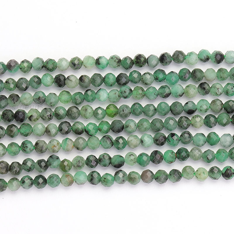 Wholesale Natural Faceted Emerald Stone Gemstone Beads Strand For Fashion Jewelry Making 2mm 3mm 4mm