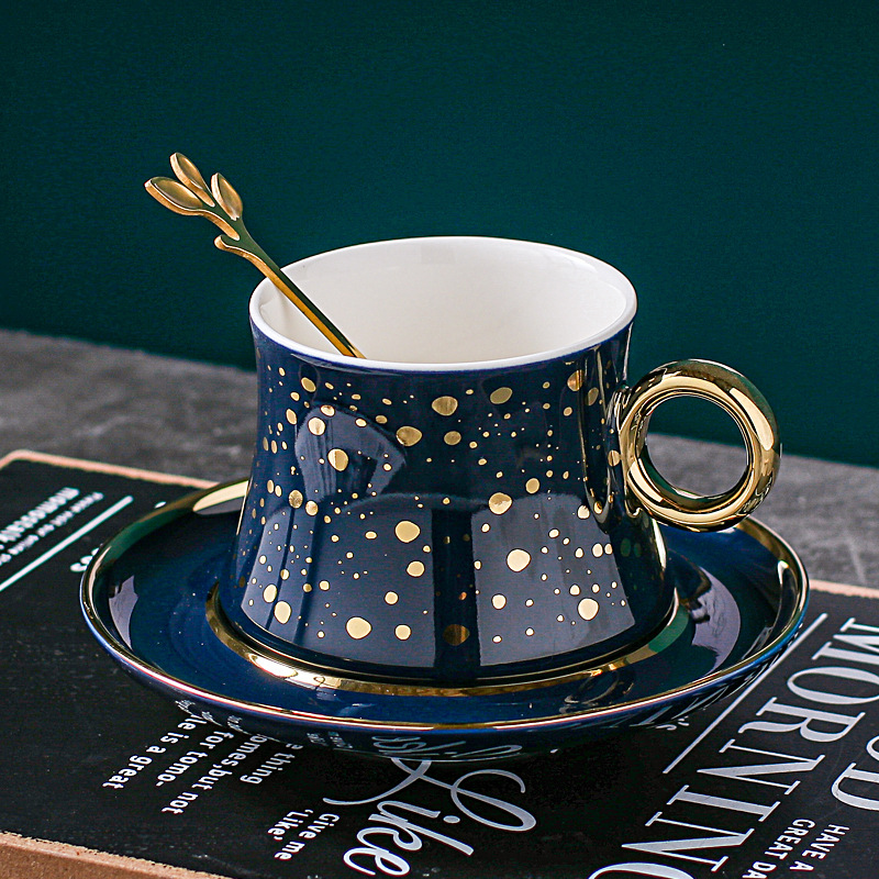 Unique golden handle Turkish traditional tea cup color glazed ceramic coffee cups and saucers