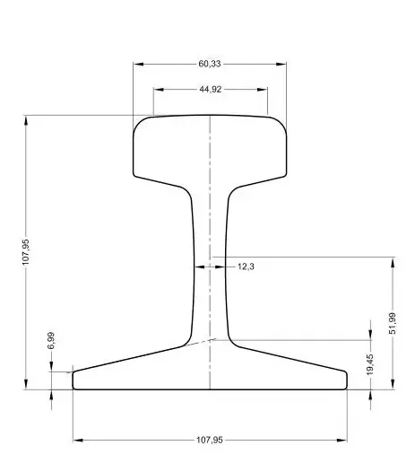 Стандартные стальные рельсы ASTM A1 ASCE 60, легкая стальная рельса 29,76 кг/м