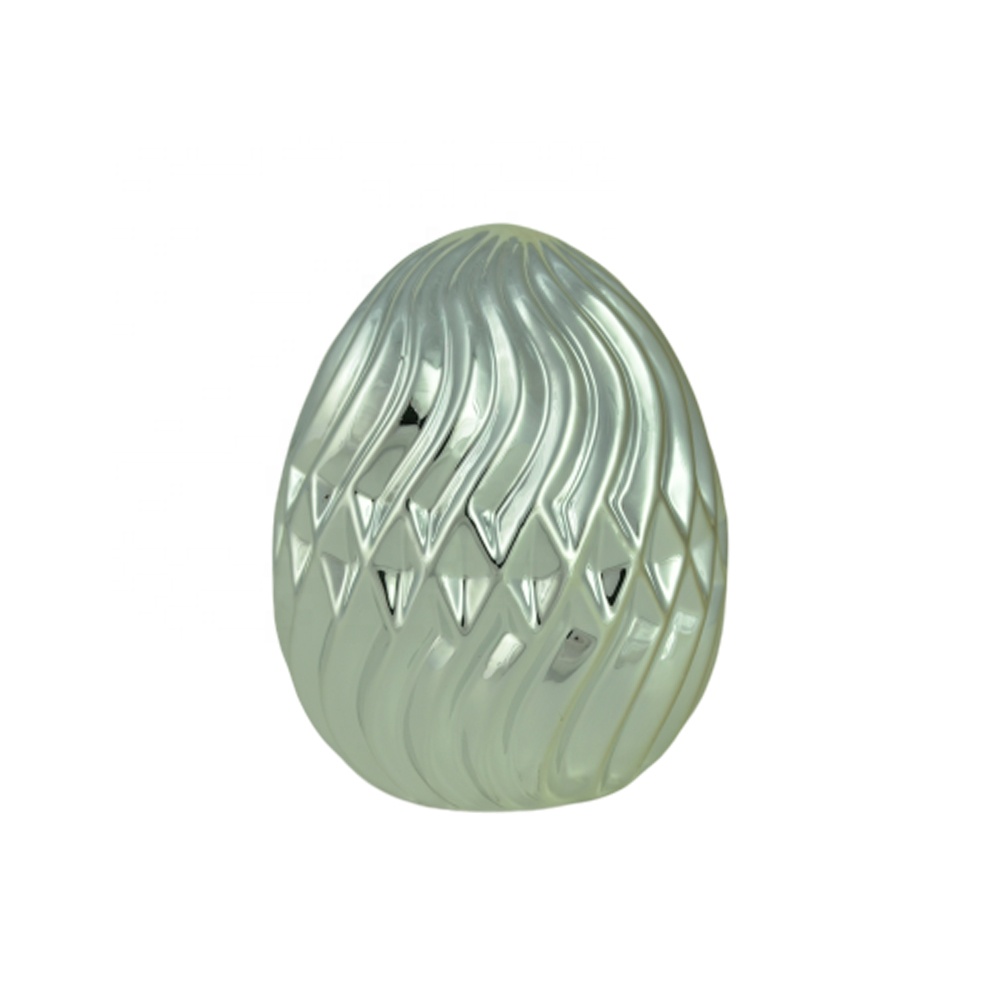 Easter Gifts Decoration Relief Texture Electroplating Silver Ceramic Egg