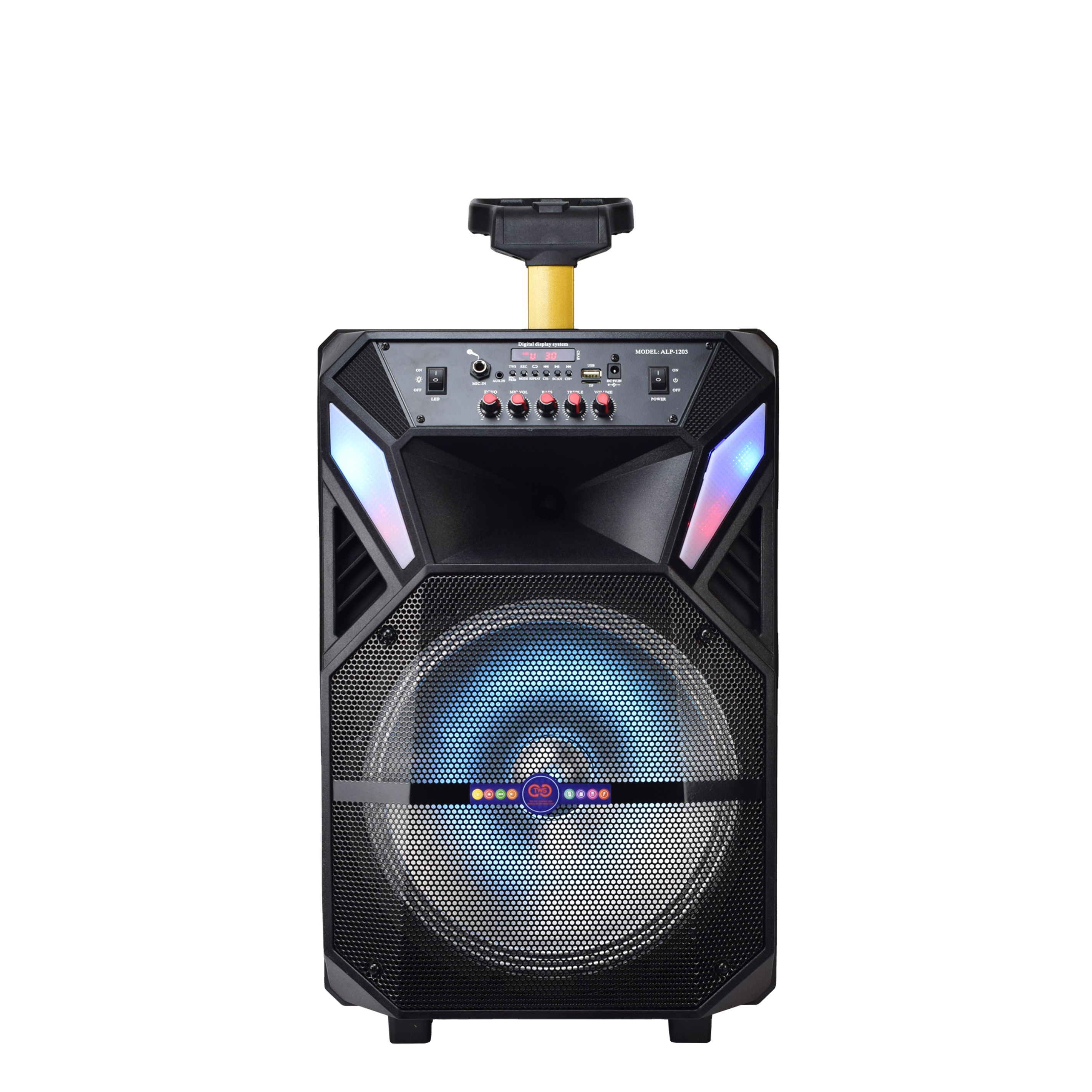 ALP-1203 big power party system music box 12 inch audio outdoor battery trolley speaker with wireless microphone