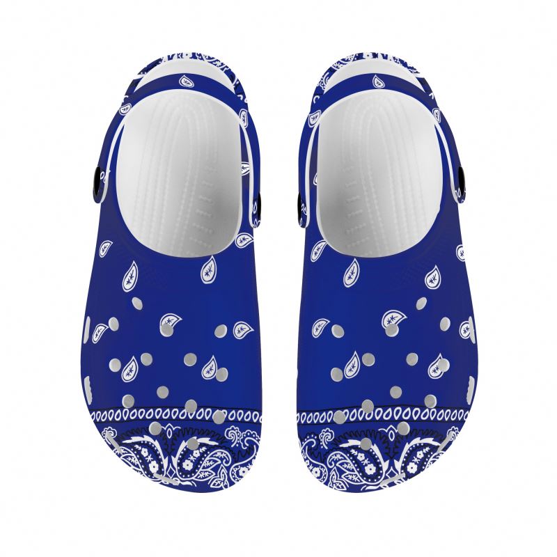 Custom Shoes Croc Crocks Crocse Women Elegant Garden Clogs Shoes Royal Blue Lady Sandals Latest Bandana Print Female Slippers