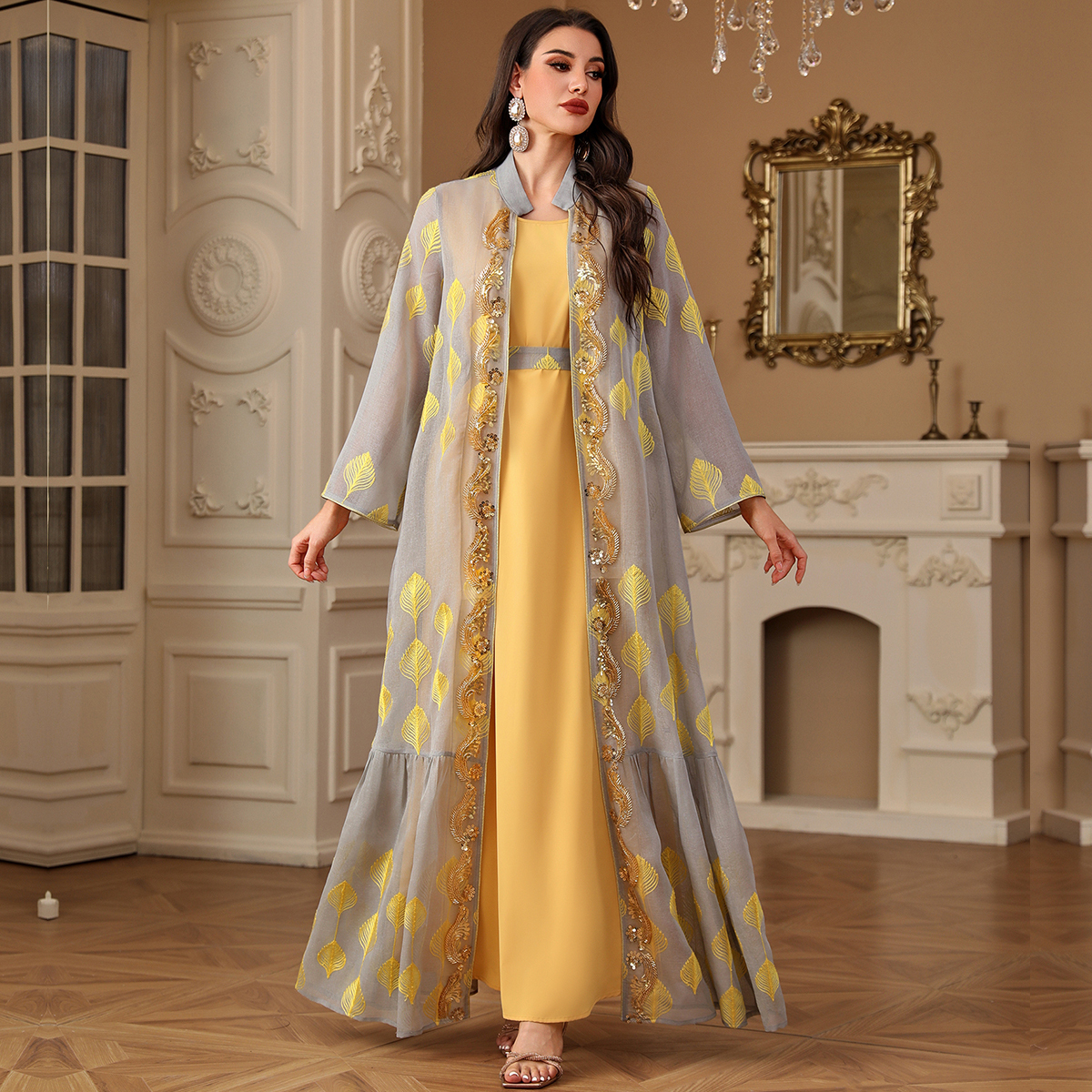 New Fashion Embroidery Islamic Clothing Women's Bazin Riche Abaya Dresses Plus Size Work Ethnically Styled Made 2 Piece Set