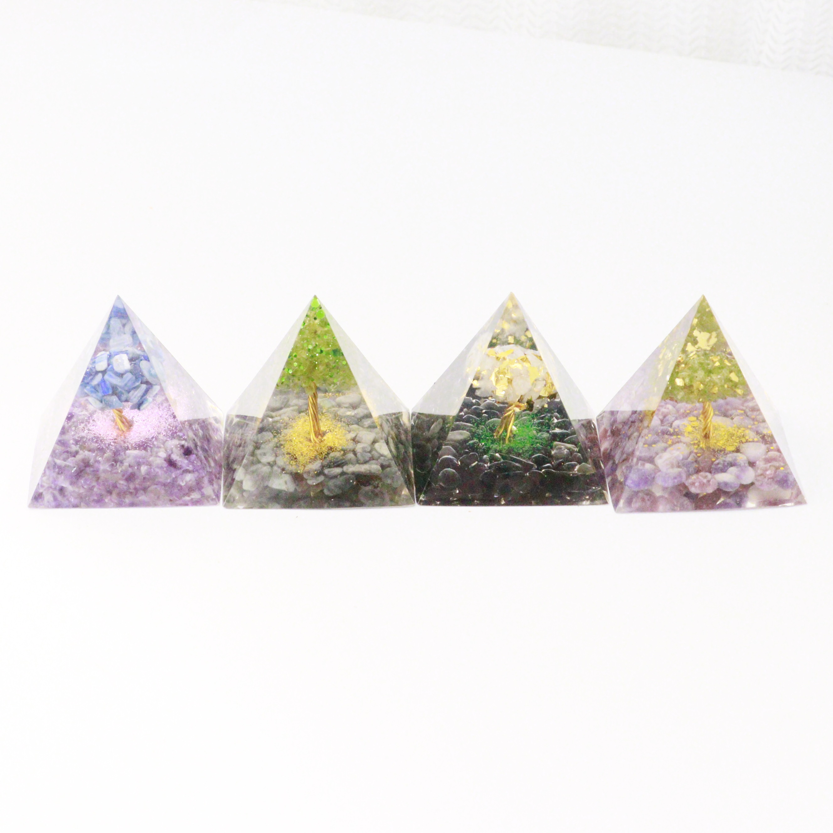 Wholesale crystal energy orgonite pyramid natural crystal jewelry resin crafts for fengshui