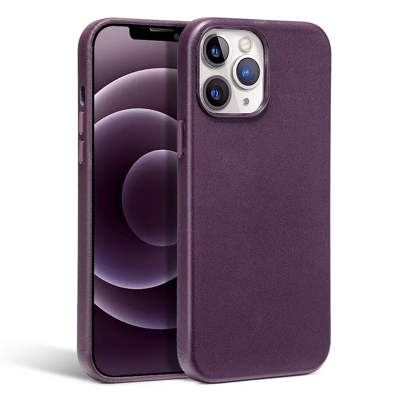 2022 Hot Sale Fashion Genuine Leather Case With Mag Safe For Apple Iphone 12mini 12 12pro Max