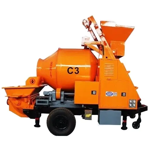 XDEM Trailer Mounted All Hydraulic Concrete Mixing Pump Mobile Concrete Mixer with Pump Ready Mix Pump Drum Mixer Self Loading