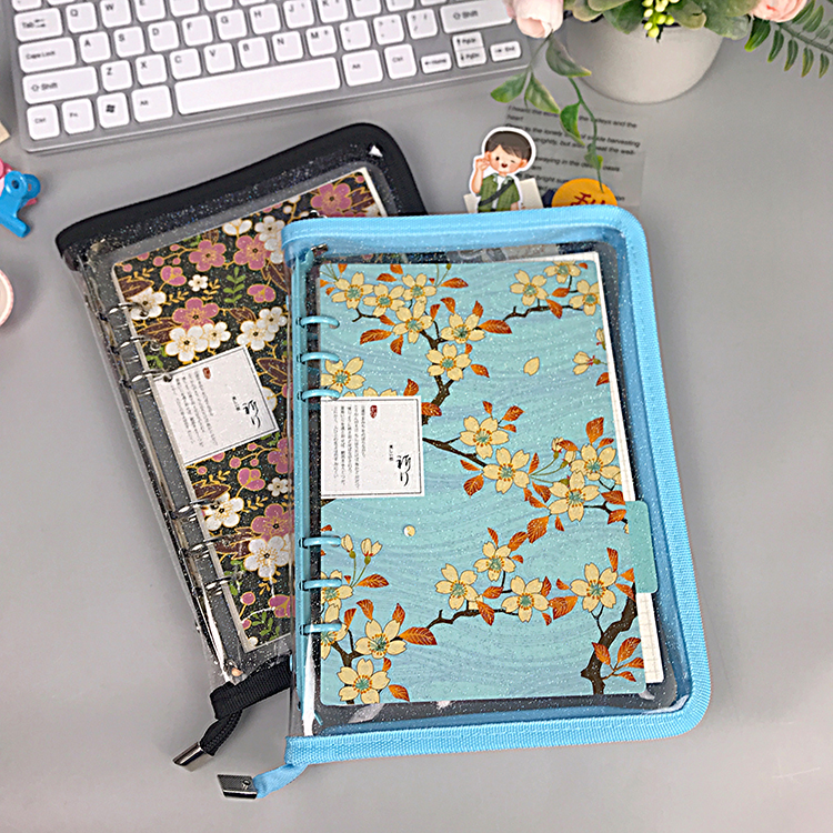Storage bag girl accessories A5 / A6 decorative hand account book loose leaf zipper bag student documents bag file holder