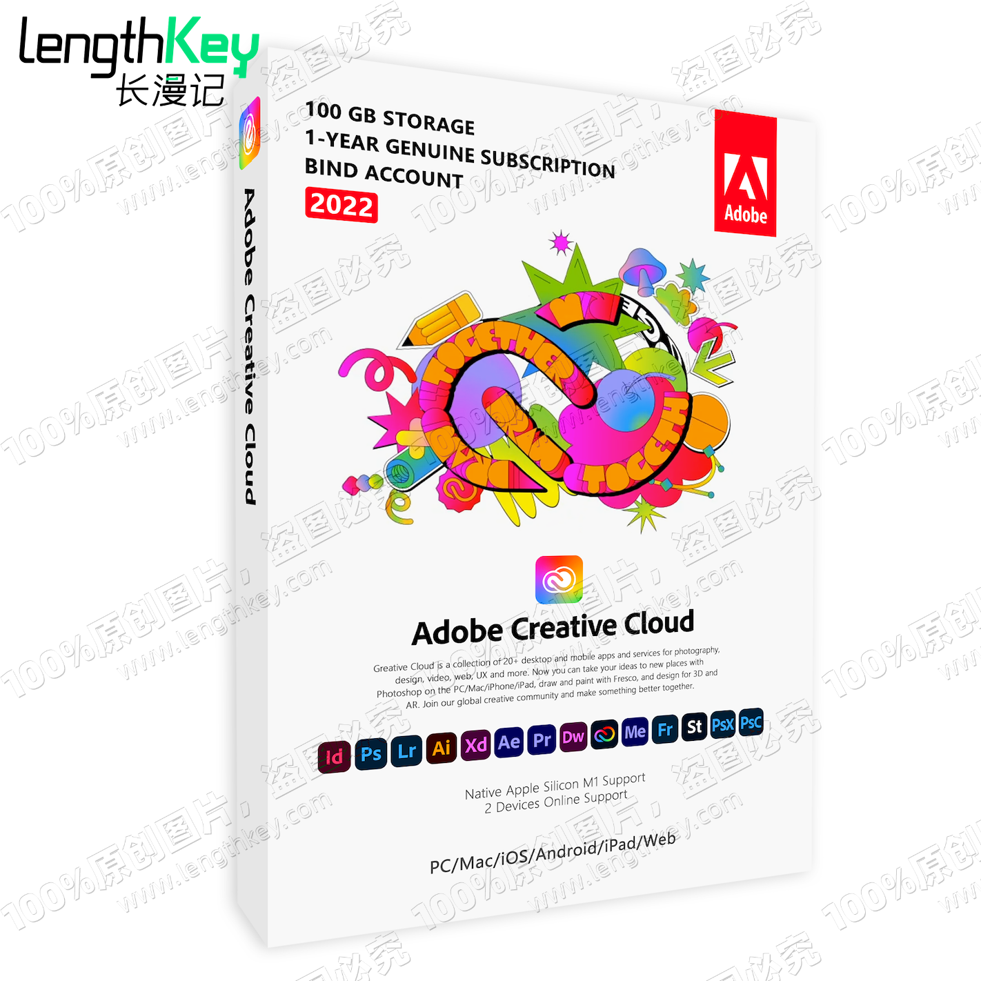 24/7 онлайн-2022/2023 Adob Creative Cloud 1 год подписки подлинный оригинальный лицензионный ключ CC все приложения