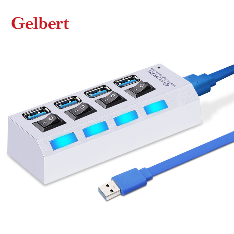 Компьютерный ноутбук USB док-станция Высокоскоростная передача данных 4 порта USB 3,0 концентратор с индивидуальным переключением