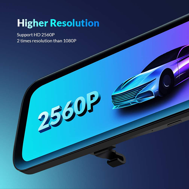 Amazon Горячая продажа 12 дюймовый сенсорный Автомобильный видеорегистратор с зеркалом потоковый медиа заднего вида спереди 2,5 K сзади AHD1080P Dual Dash Cam