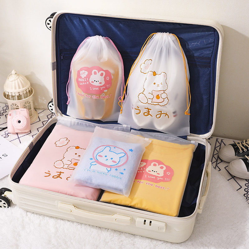 printed waterproof bags drawstring custom logo frosted plastic drawstring bag eva matte poly plastic drawstring gift bags