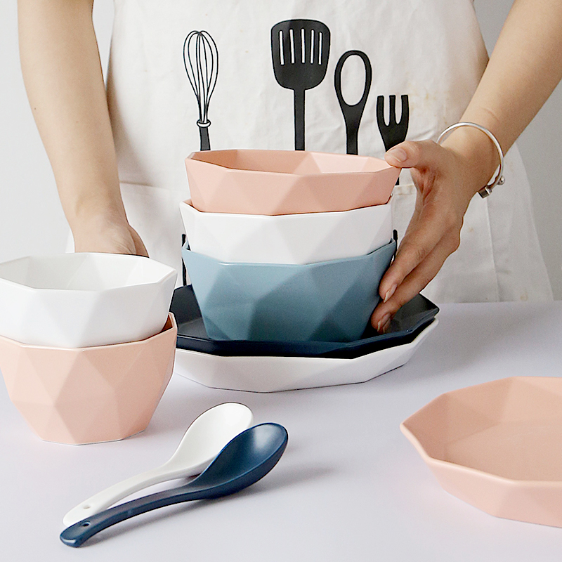 nordic style matte multi-colored wedding restaurant used tableware soup ramen bowls salad ceramic bowl for sale