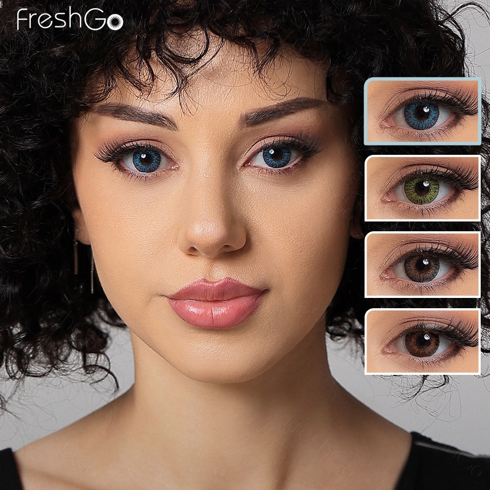 Необычные вид Голливуд дешевые цветные контактные линзы freshgo мягкие футболки для женщин оптом (3 оттенка, переходящие плавно от темного к светлому) цветные контактные линзы для коричневый/голубыми глазами