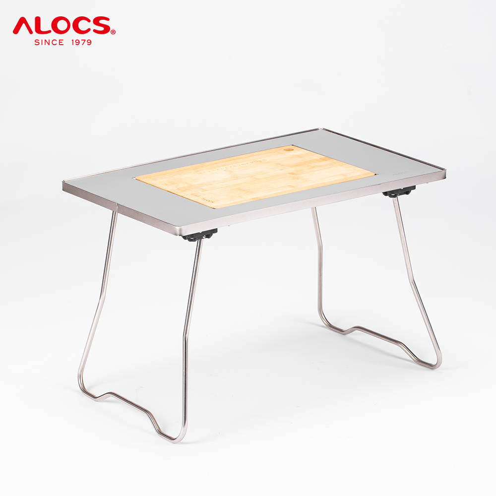 Портативный Складной Стол Alocs из нержавеющей стали, включая разделочную доску, столы для пикника на открытом воздухе, встроенная плита, стол для кемпинга