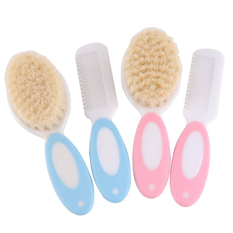 Private Label Baby Care Tools Baby Goat Hair Brush Comb Set
