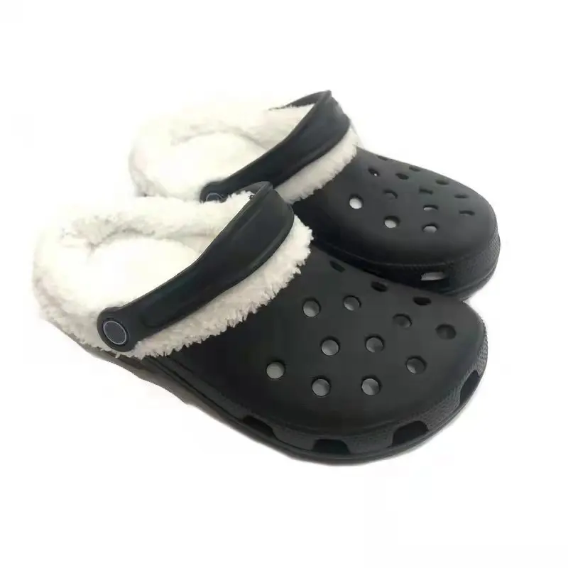 Factory new design classic winter furry clogs men's and women's clogs slipper sandals garden shoes with fur winter shoe