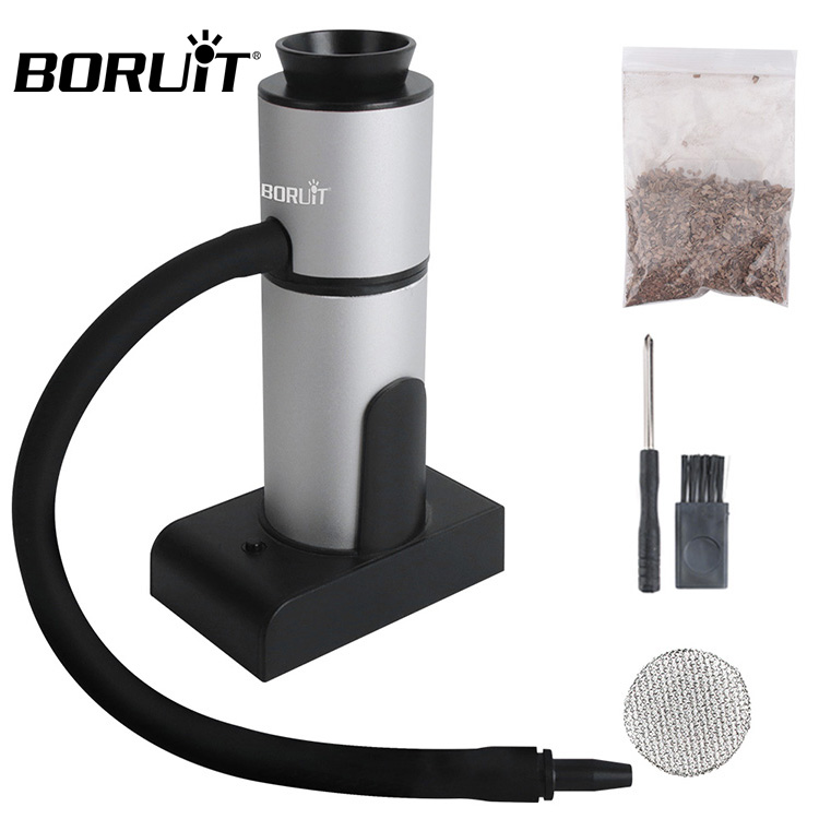 BORUiT Detachable Handheld Food Kitchen Smoker Portable Smoker Wood Smoked Meat Salmon Life Waterproof AA Battery Smoker Set