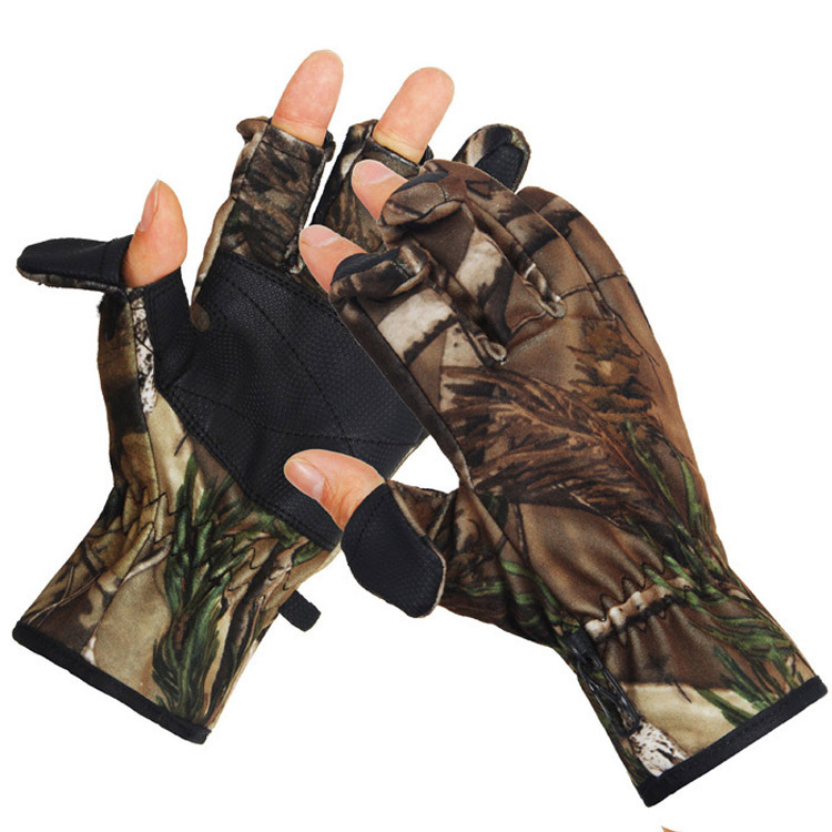Outdoor gloves windproof warm and leaky camouflage glove for hunting shooting fishing