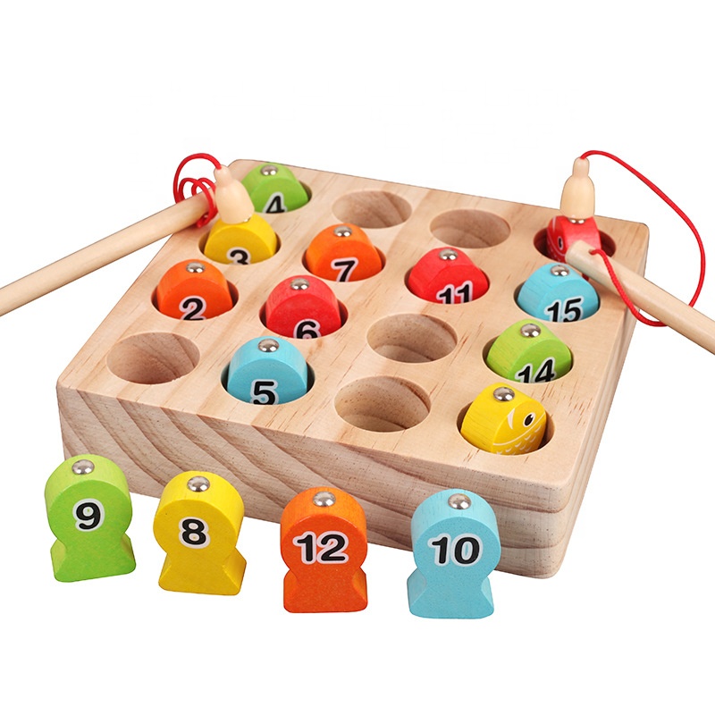 Magnet Wooden Toys Fishing Games Set Wood Magnetic Game Kids 3D Fish Educational Cartoon Toys Funny Children Gifts